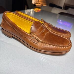 Quoddy Women’s 9.5 Tan Leather Slip On Loafers USA Penny Retro Whiskey Leather